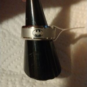 Batman steel wedding band ring size 7 silver tone nwt (sku 129)